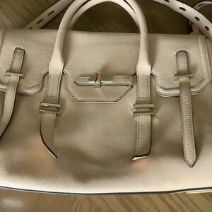 Rebecca Minkoff Cream Pebbled Leather Satchel with gold Hardware